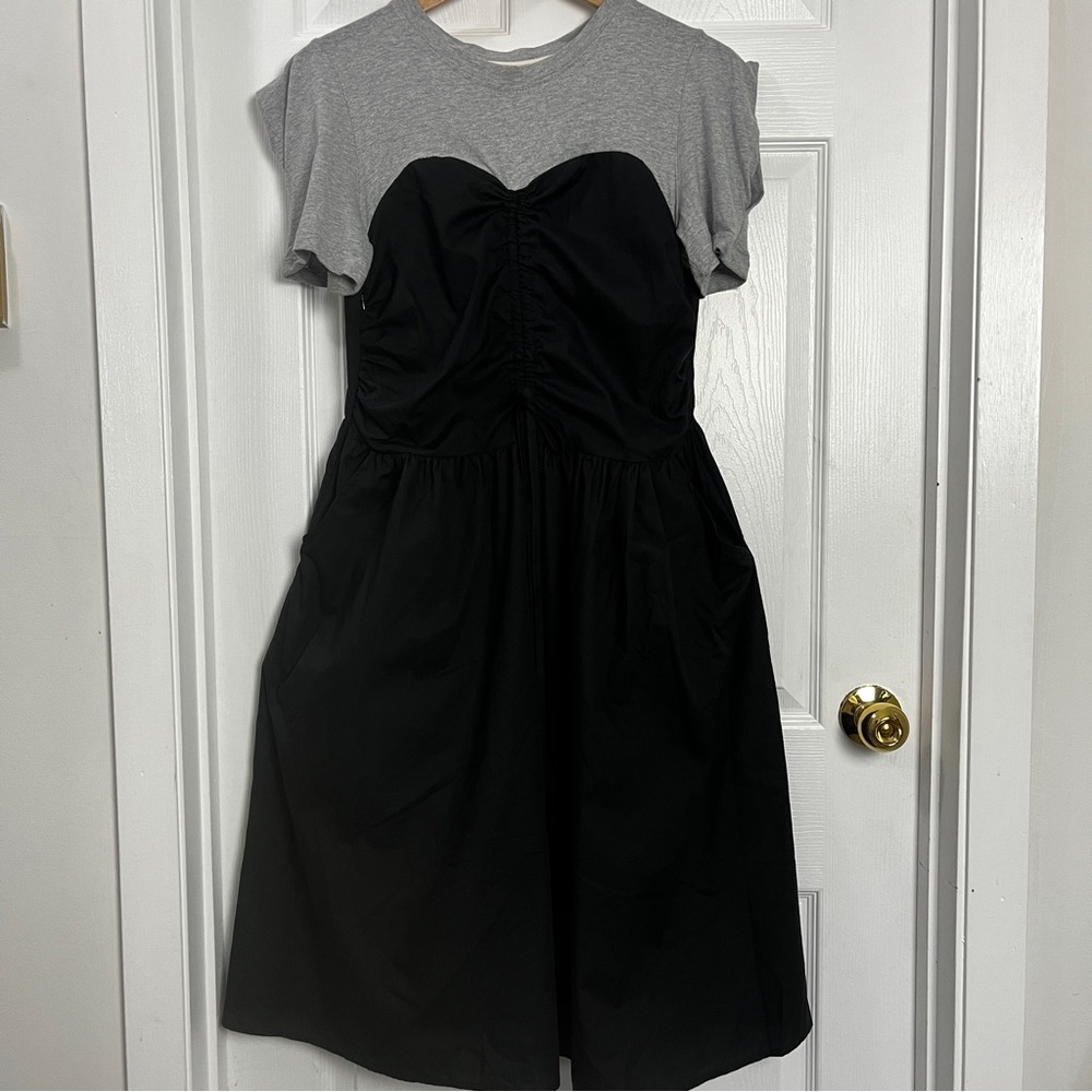 A.P.C. Gray and Black Contrast Midi Dress